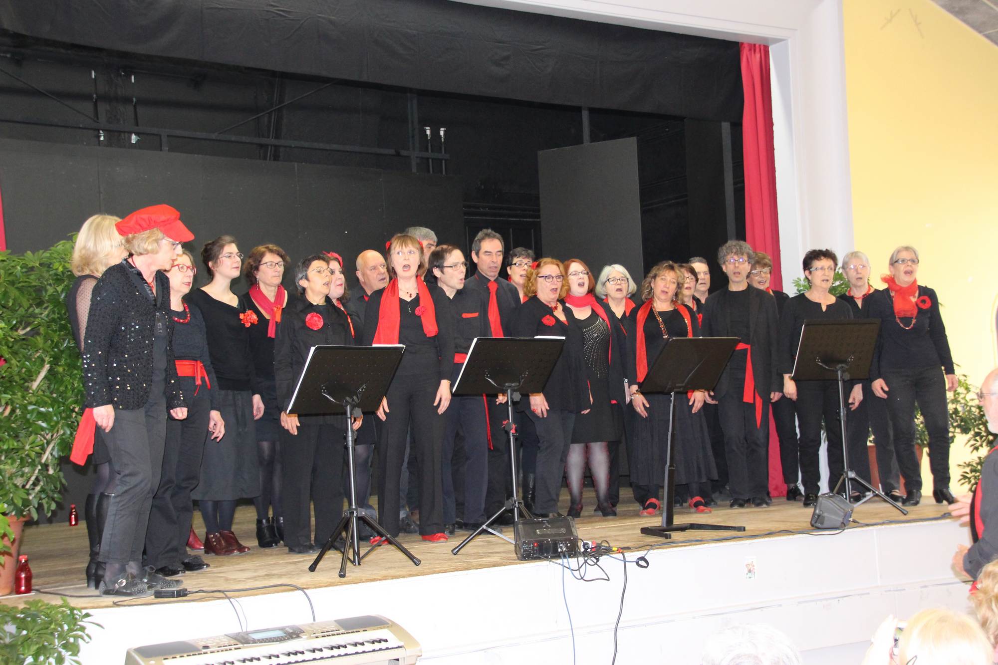 Diverses images du groupe vocal dans une rassemblement de chorales de Blois